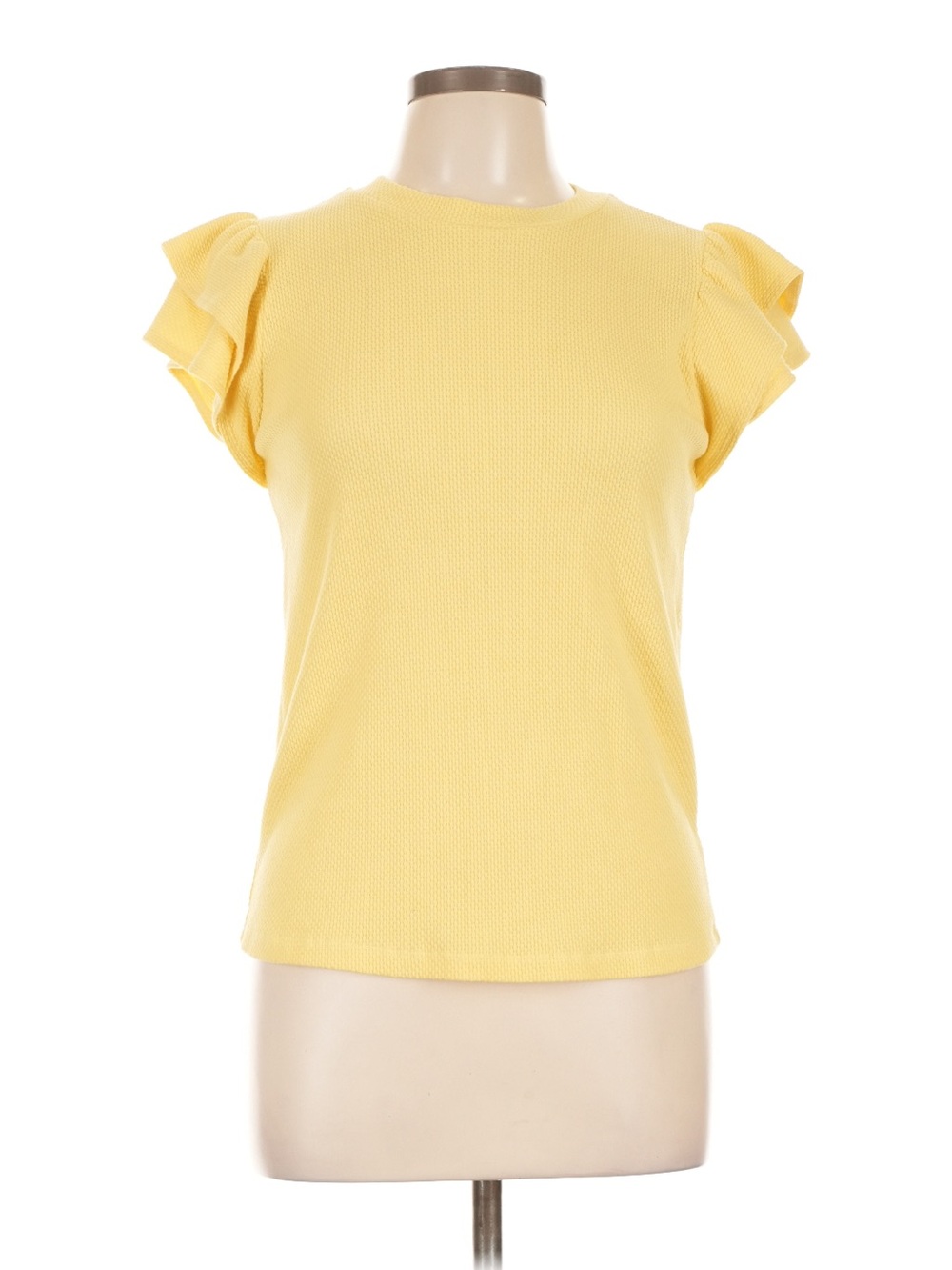 Pink Clover Yellow Ruffle Sleeve Knit Top